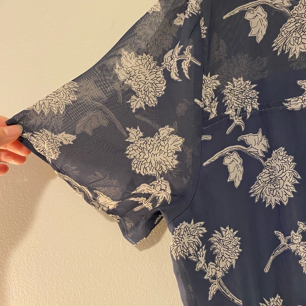 Floral Dressed Up Dusty Blue Floral Print Midi Dress